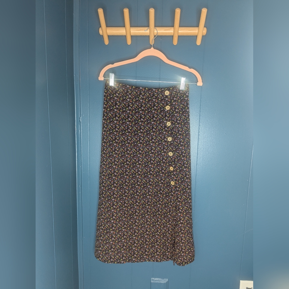 Floral Button-Down Skirt